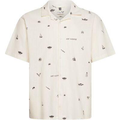 Fat Moose Icon Cotton/Linen S/S Shirt S ECRU S Fat Moose Icon Cotton/Linen S/S Shirt S ECRU S