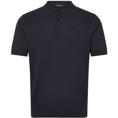 Fred Perry Tonic Waffle Knitted Shirt M NAVY M Fred Perry Tonic Waffle Knitted Shirt M NAVY M