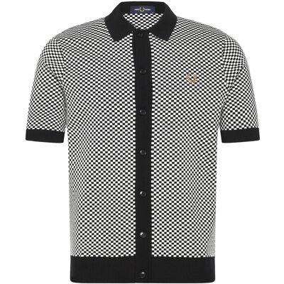 Fred Perry Chequerboard Button Shirt L BLACK L Fred Perry Chequerboard Button Shirt L BLACK L