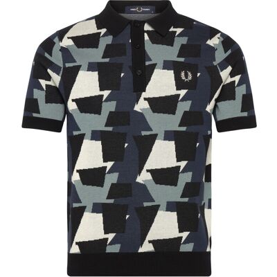 Fred Perry Fragment Jacquard Knit Shirt L BLACK L Fred Perry Fragment Jacquard Knit Shirt L BLACK L