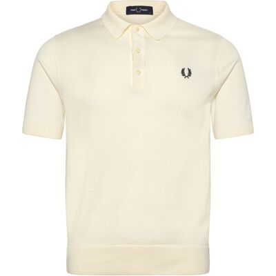 Fred Perry Cotton Knitted Shirt S ECRU S Fred Perry Cotton Knitted Shirt S ECRU S