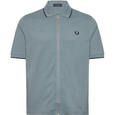 Fred Perry Textured Zip Polo S STOCKPORT BLUE S Fred Perry Textured Zip Polo S STOCKPORT BLUE S