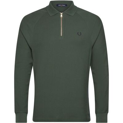 Fred Perry Dash Taped Z/N Polo Shirt XS COURT GREEN XS Fred Perry Dash Taped Z/N Polo Shirt XS COURT GREEN XS