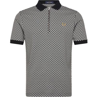 Fred Perry Chequerboard Polo Shirt M BLACK M Fred Perry Chequerboard Polo Shirt M BLACK M