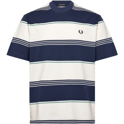 Fred Perry Heavyweight Striped Tee XL TENNIS BLUE XL Fred Perry Heavyweight Striped Tee XL TENNIS BLUE XL