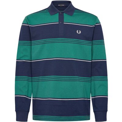 Fred Perry Heavyweight Striped Polo XS TENNIS BLUE XS Fred Perry Heavyweight Striped Polo XS TENNIS BLUE XS