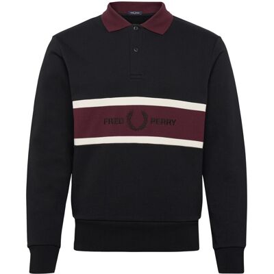 Fred Perry Embroidered Panel Collared XL BLACK XL Fred Perry Embroidered Panel Collared XL BLACK XL