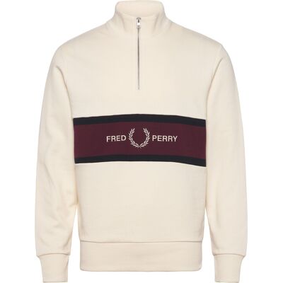 Fred Perry Embroidered Panel Half Zip Swe L ECRU L Fred Perry Embroidered Panel Half Zip Swe L ECRU L