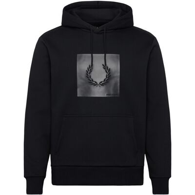 Fred Perry Box Graphic Hooded Sweatsh XS BLACK/ANCHORGREY XS Fred Perry Box Graphic Hooded Sweatsh XS BLACK/ANCHORGREY XS