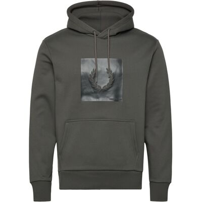 Fred Perry Box Graphic Hooded Sweatsh XS FIELD GRN/BLACK XS Fred Perry Box Graphic Hooded Sweatsh XS FIELD GRN/BLACK XS