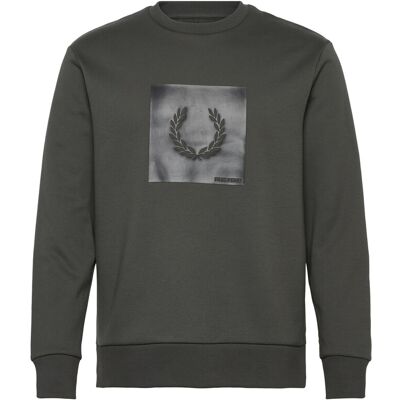 Fred Perry Box Graphic Sweatshirt L FIELD GRN/BLACK L Fred Perry Box Graphic Sweatshirt L FIELD GRN/BLACK L