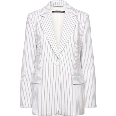 French Connection Whisper Pinstripe Blazer 36 SUMMER WHITE/MARINE 36 French Connection Whisper Pinstripe Blazer 36 SUMMER WHITE/MARINE 36