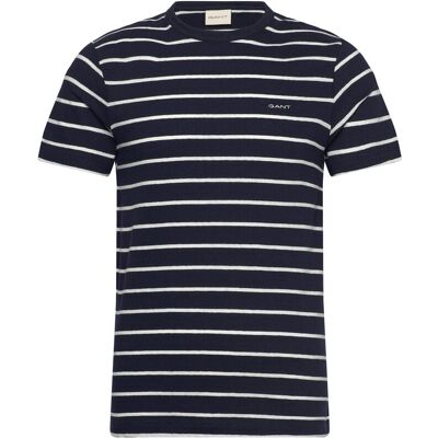 Gant Cotton Linen Stripe Ss T-Shirt S EVENING BLUE S Gant Cotton Linen Stripe Ss T-Shirt S EVENING BLUE S