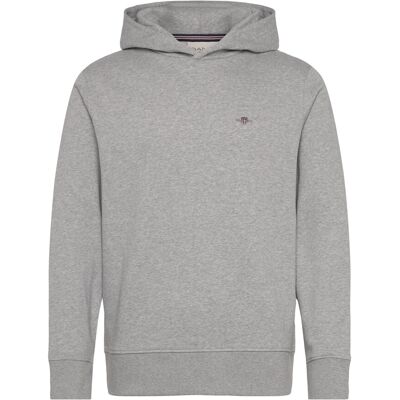 Gant Shield Logo Hoodie M LIGHT GREY MELANGE M Gant Shield Logo Hoodie M LIGHT GREY MELANGE M