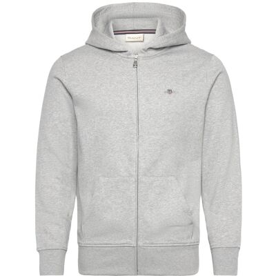 Gant Shield Logo Zip Hoodie XL LIGHT GREY MELANGE XL Gant Shield Logo Zip Hoodie XL LIGHT GREY MELANGE XL