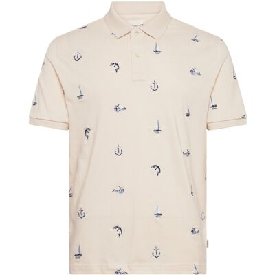 Gant Embroidered Ss Polo M CREAMED WHITE M Gant Embroidered Ss Polo M CREAMED WHITE M