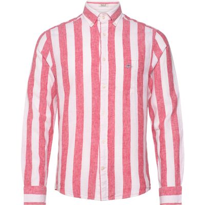 Gant Reg Cotton Linen Bold Stripe Shirt M BRICK RED M Gant Reg Cotton Linen Bold Stripe Shirt M BRICK RED M