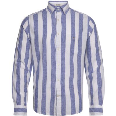 Gant Reg Cotton Linen Bold Stripe Shirt M RICH BLUE M Gant Reg Cotton Linen Bold Stripe Shirt M RICH BLUE M