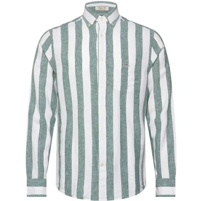 Gant Reg Cotton Linen Bold Stripe Shirt XXL WOODY GREEN XXL Gant Reg Cotton Linen Bold Stripe Shirt XXL WOODY GREEN XXL