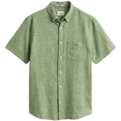 Gant Reg Cotton Linen Ss Shirt S HERB GREEN S Gant Reg Cotton Linen Ss Shirt S HERB GREEN S