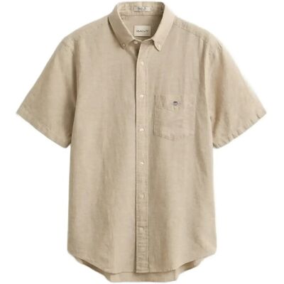 Gant Reg Cotton Linen Ss Shirt L OAT BEIGE L Gant Reg Cotton Linen Ss Shirt L OAT BEIGE L