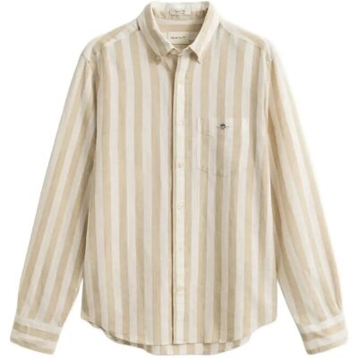 Gant Reg Cotton Linen Stripe Shirt S OAT BEIGE S Gant Reg Cotton Linen Stripe Shirt S OAT BEIGE S