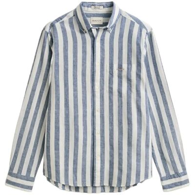 Gant Reg Cotton Linen Stripe Shirt M VINTAGE BLUE M Gant Reg Cotton Linen Stripe Shirt M VINTAGE BLUE M