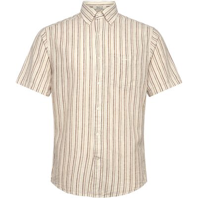 Gant Reg Cotton Linen Stripe Ss Shirt S LIGHT TAUPE S Gant Reg Cotton Linen Stripe Ss Shirt S LIGHT TAUPE S