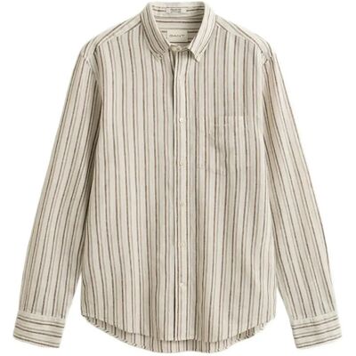 Gant Reg Cotton Linen Stripe Shirt L LIGHT TAUPE L Gant Reg Cotton Linen Stripe Shirt L LIGHT TAUPE L