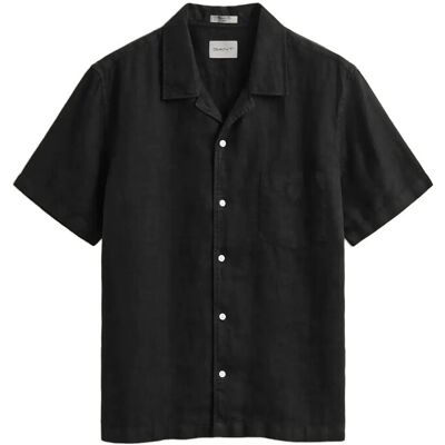 Gant Reg Gmnt Dyed Linen Ss Camp Shirt M BLACK M Gant Reg Gmnt Dyed Linen Ss Camp Shirt M BLACK M
