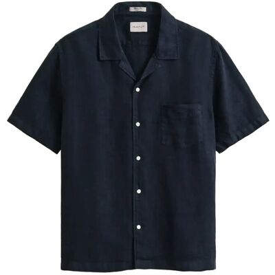 Gant Reg Gmnt Dyed Linen Ss Camp Shirt XL EVENING BLUE XL Gant Reg Gmnt Dyed Linen Ss Camp Shirt XL EVENING BLUE XL