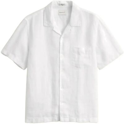 Gant Reg Gmnt Dyed Linen Ss Camp Shirt S WHITE S Gant Reg Gmnt Dyed Linen Ss Camp Shirt S WHITE S