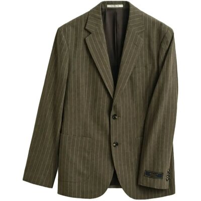 Gant Cot/Linen Pinstripe Suit Jacket 52 RICH BROWN 52 Gant Cot/Linen Pinstripe Suit Jacket 52 RICH BROWN 52