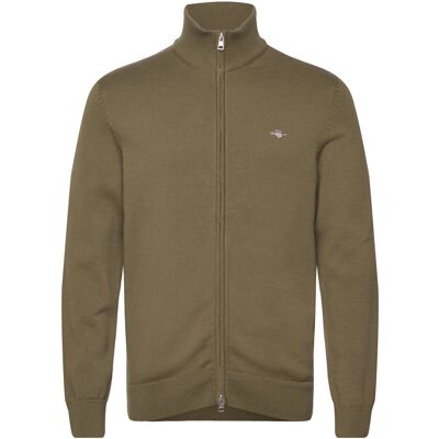 Gant Casual Cotton Zip Cardigan L JUNIPER GREEN L Gant Casual Cotton Zip Cardigan L JUNIPER GREEN L
