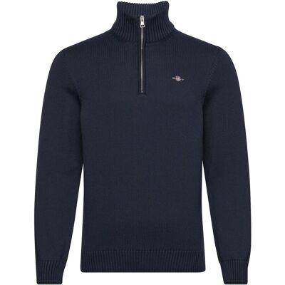 Gant Cotton Knit Half-Zip Sweater XXXL EVENING BLUE XXXL Gant Cotton Knit Half-Zip Sweater XXXL EVENING BLUE XXXL