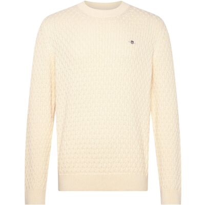Gant Textured Cotton C-Neck XXL CREAM XXL Gant Textured Cotton C-Neck XXL CREAM XXL