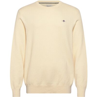 Gant Textured Cotton C-Neck S CREAM S Gant Textured Cotton C-Neck S CREAM S