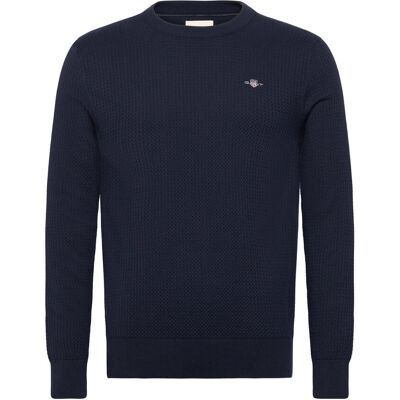 Gant Textured Cotton C-Neck M EVENING BLUE M Gant Textured Cotton C-Neck M EVENING BLUE M