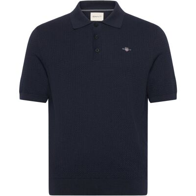 Gant Textured Cotton Ss Polo S EVENING BLUE S Gant Textured Cotton Ss Polo S EVENING BLUE S