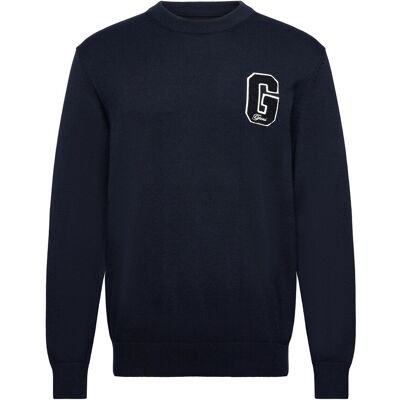 Gant Small Graphic Badge C-Neck L EVENING BLUE L Gant Small Graphic Badge C-Neck L EVENING BLUE L