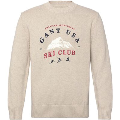 Gant Embroidered Graphic C-Neck M SEED MELANGE M Gant Embroidered Graphic C-Neck M SEED MELANGE M