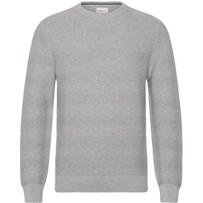Gant Cotton Texture C-Neck M LIGHT GREY MELANGE M Gant Cotton Texture C-Neck M LIGHT GREY MELANGE M