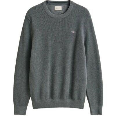 Gant Waffle Knit Sweater M DARK GREY MELANGE M Gant Waffle Knit Sweater M DARK GREY MELANGE M