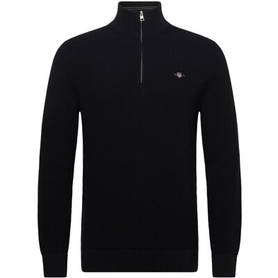 Gant Micro Textured Cotton Half Zip XXL BLACK XXL Gant Micro Textured Cotton Half Zip XXL BLACK XXL