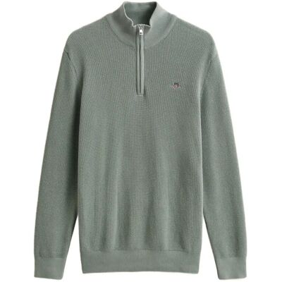 Gant Micro Textured Cotton Half Zip M CERAMIC GREY M Gant Micro Textured Cotton Half Zip M CERAMIC GREY M