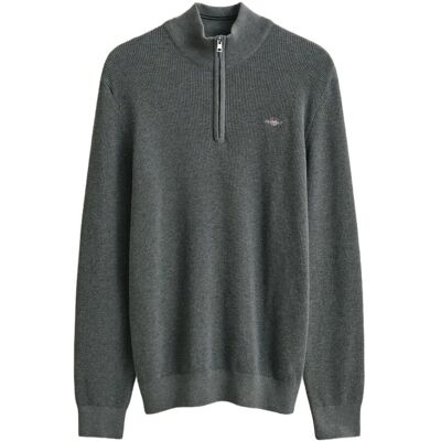 Gant Micro Textured Cotton Half Zip M DARK GREY MELANGE M Gant Micro Textured Cotton Half Zip M DARK GREY MELANGE M