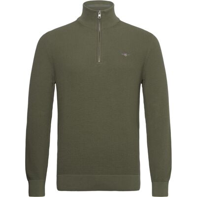 Gant Micro Textured Cotton Half Zip S DRY HERB GREEN S Gant Micro Textured Cotton Half Zip S DRY HERB GREEN S