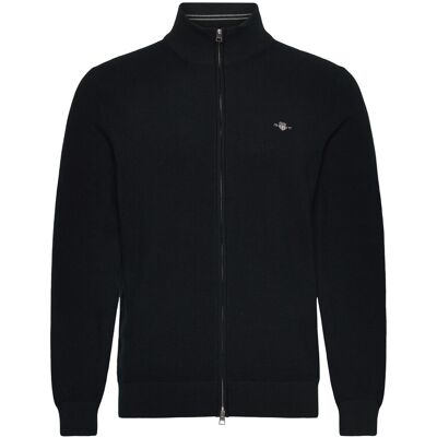 Gant Waffle Knit Zip Cardigan L BLACK L Gant Waffle Knit Zip Cardigan L BLACK L