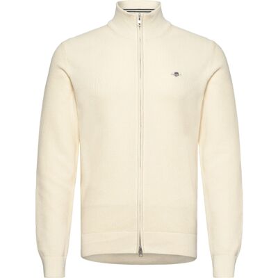 Gant Waffle Knit Zip Cardigan L CREAM L Gant Waffle Knit Zip Cardigan L CREAM L
