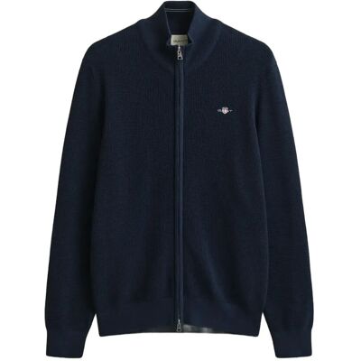 Gant Waffle Knit Zip Cardigan S EVENING BLUE S Gant Waffle Knit Zip Cardigan S EVENING BLUE S